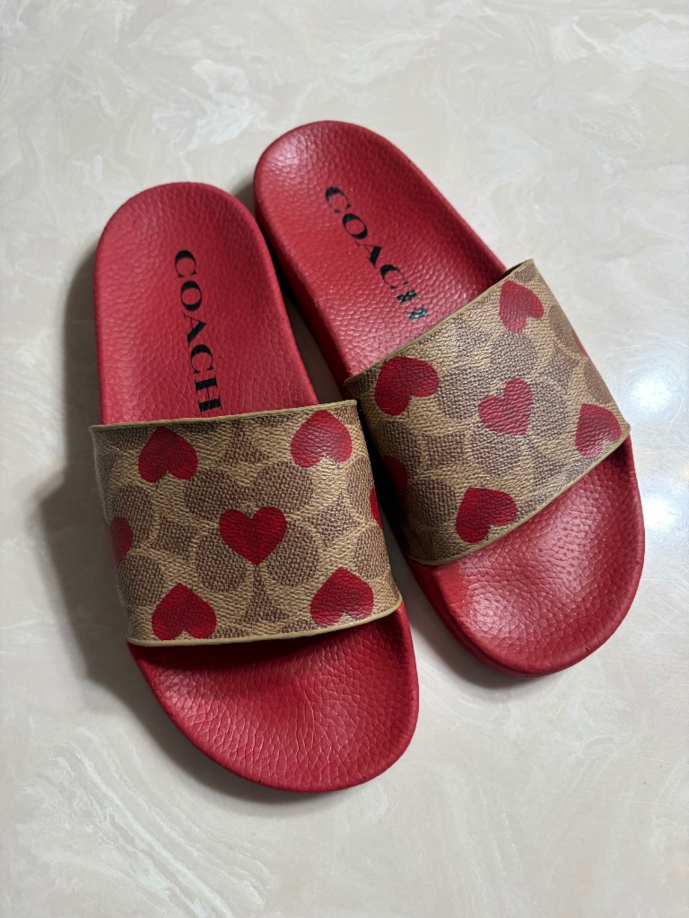 Coach red slides